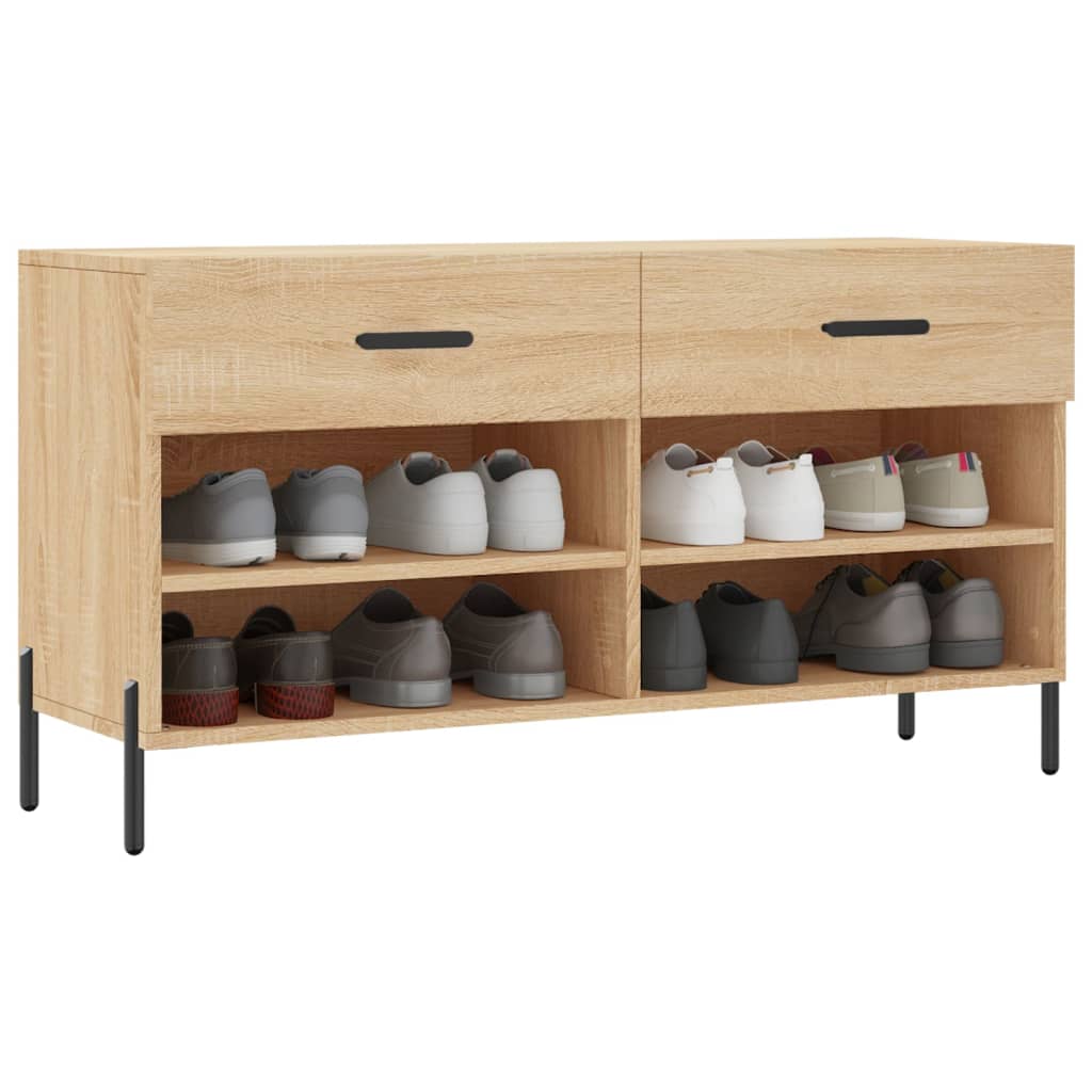 Vidaxl schoenenbank 102x35x55 cm bewerkt hout sonoma eikenkleurig