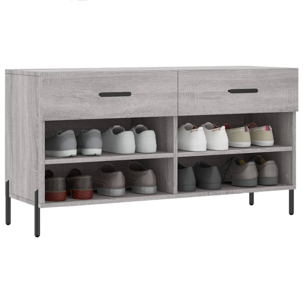 Vidaxl schoenenbank 102x35x55 cm bewerkt hout grijs sonoma eikenkleur