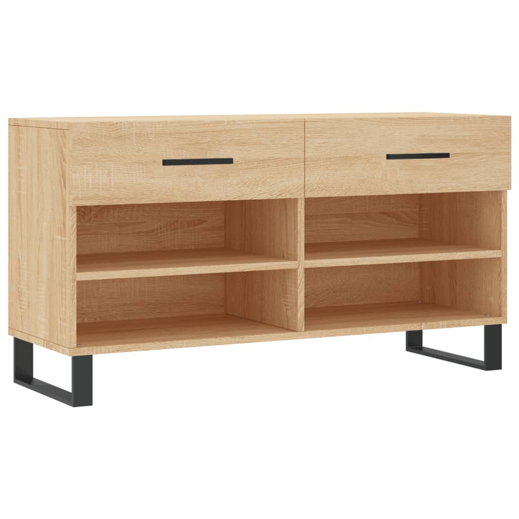 Vidaxl schoenenbank 102x35x55 cm bewerkt hout sonoma eikenkleurig