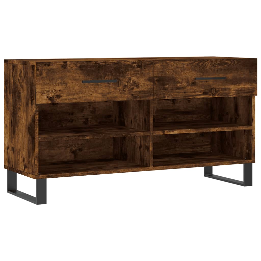 Vidaxl schoenenbank 102x35x55 cm bewerkt hout gerookt eikenkleurig