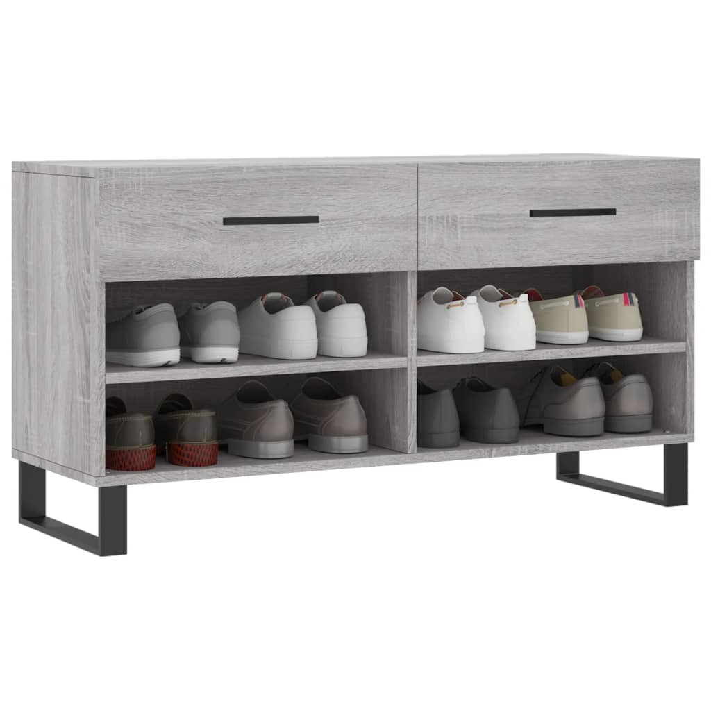 Vidaxl schoenenbank 102x35x55 cm bewerkt hout grijs sonoma eikenkleur