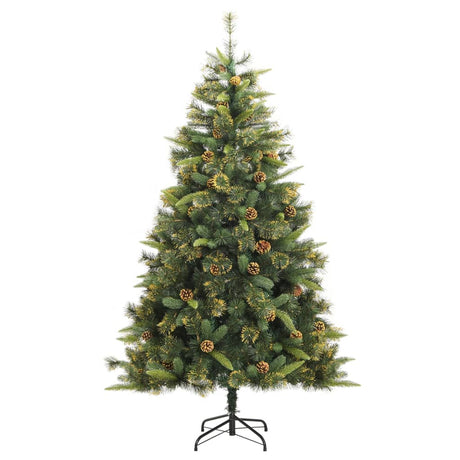 VidaXL Kunstkerstboom met scharnieren en dennenappels 210 cm
