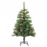 Vidaxl kunstkerstboom met scharnieren dennenappels en bessen 150 cm