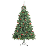 Vidaxl kunstkerstboom met scharnieren dennenappels en bessen 240 cm