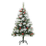 VidaXL Kunstkerstboom met scharnieren dennenappels en bessen 120 cm
