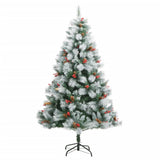 VidaXL Kunstkerstboom met scharnieren dennenappels en bessen 210 cm