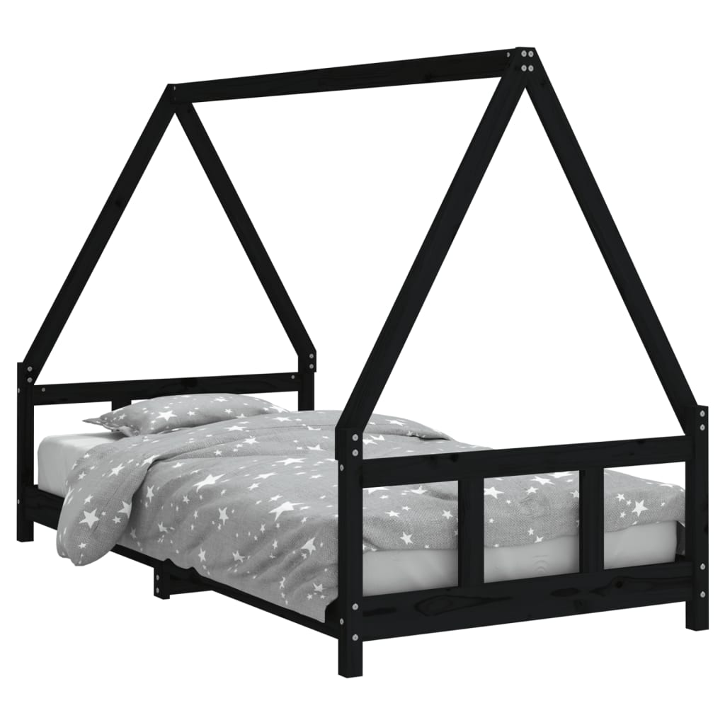 Vidaxl kinderbedframe 90x190 cm massief grenenhout zwart