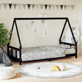 Vidaxl kinderbedframe 90x190 cm massief grenenhout zwart