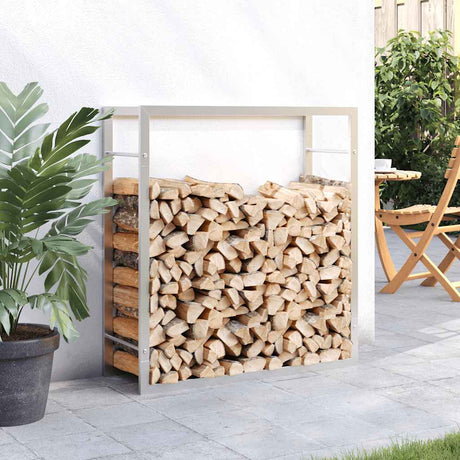 Vidaxl haardhoutrek 80x28x86 cm roestvrij staal