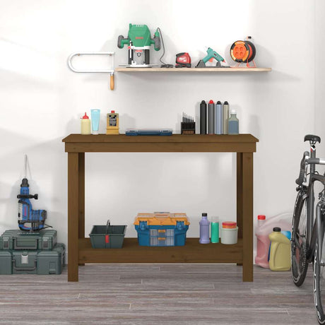 Vidaxl werkbank 110x50x80 cm massief grenenhout honingbruin