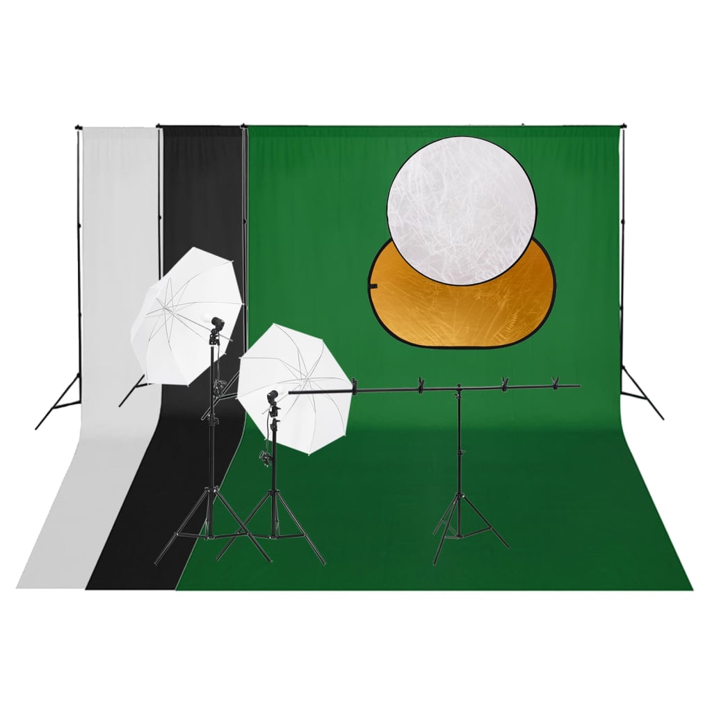 VidaXL Fotostudioset met verlichtingsset achtergrond en reflector