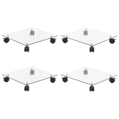 Vidaxl plantenrollers 4 st vierkant 35x35 cm gehard glas