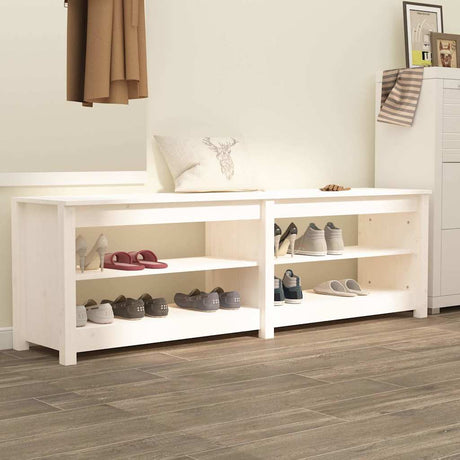 Vidaxl schoenenbank 160x36,5x50 cm massief grenenhout wit