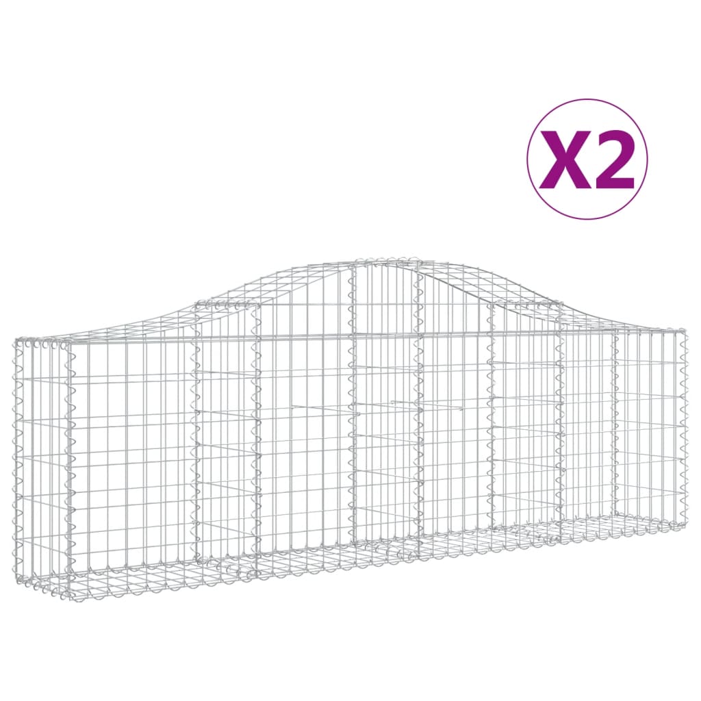 VidaXL Schanskorven 2 st gewelfd 200x30x60 80 cm gegalvaniseerd ijzer