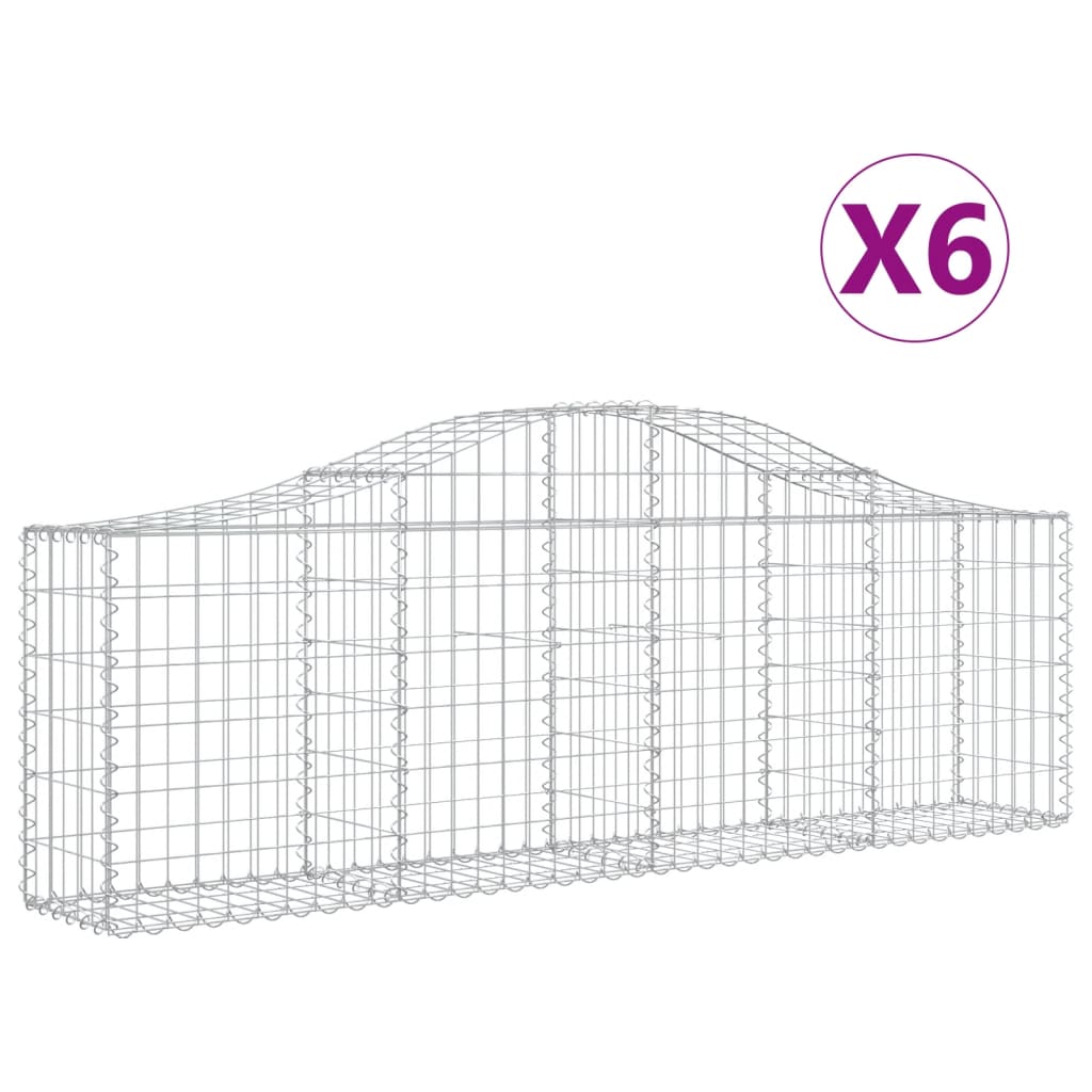 VidaXL Schanskorven 6 st gewelfd 200x30x60 80 cm gegalvaniseerd ijzer