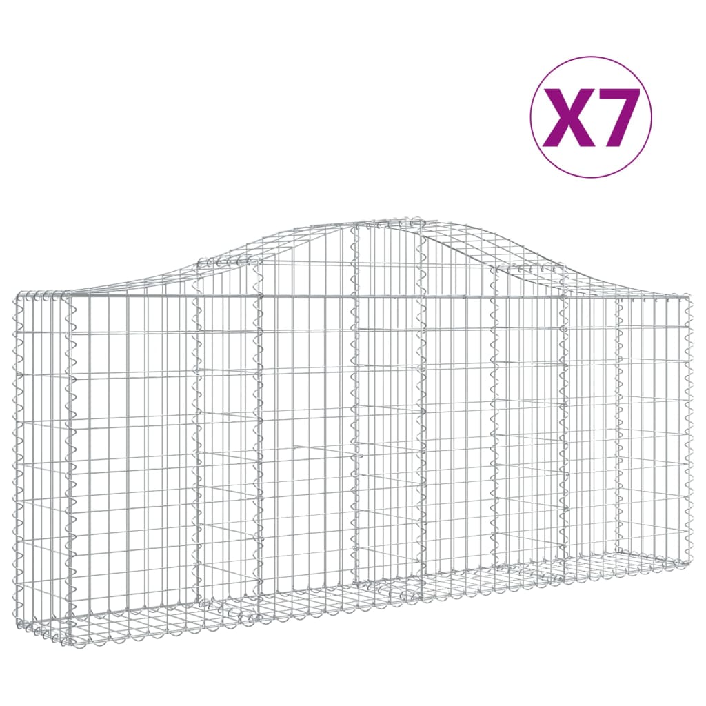 VidaXL Schanskorven 7 st gewelfd 200x30x80 100 cm gegalvaniseerd ijzer