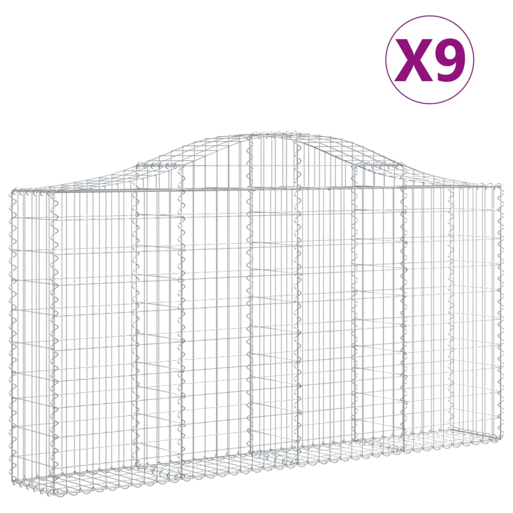 VidaXL Schanskorven 9 st gewelfd 200x30x100 120 cm ijzer