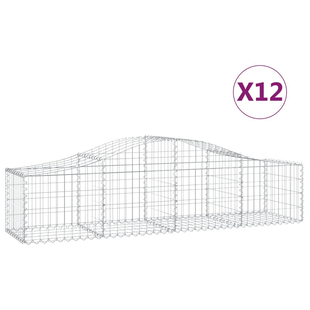 VidaXL Schanskorven 12 st gewelfd 200x50x40 60 cm gegalvaniseerd ijzer