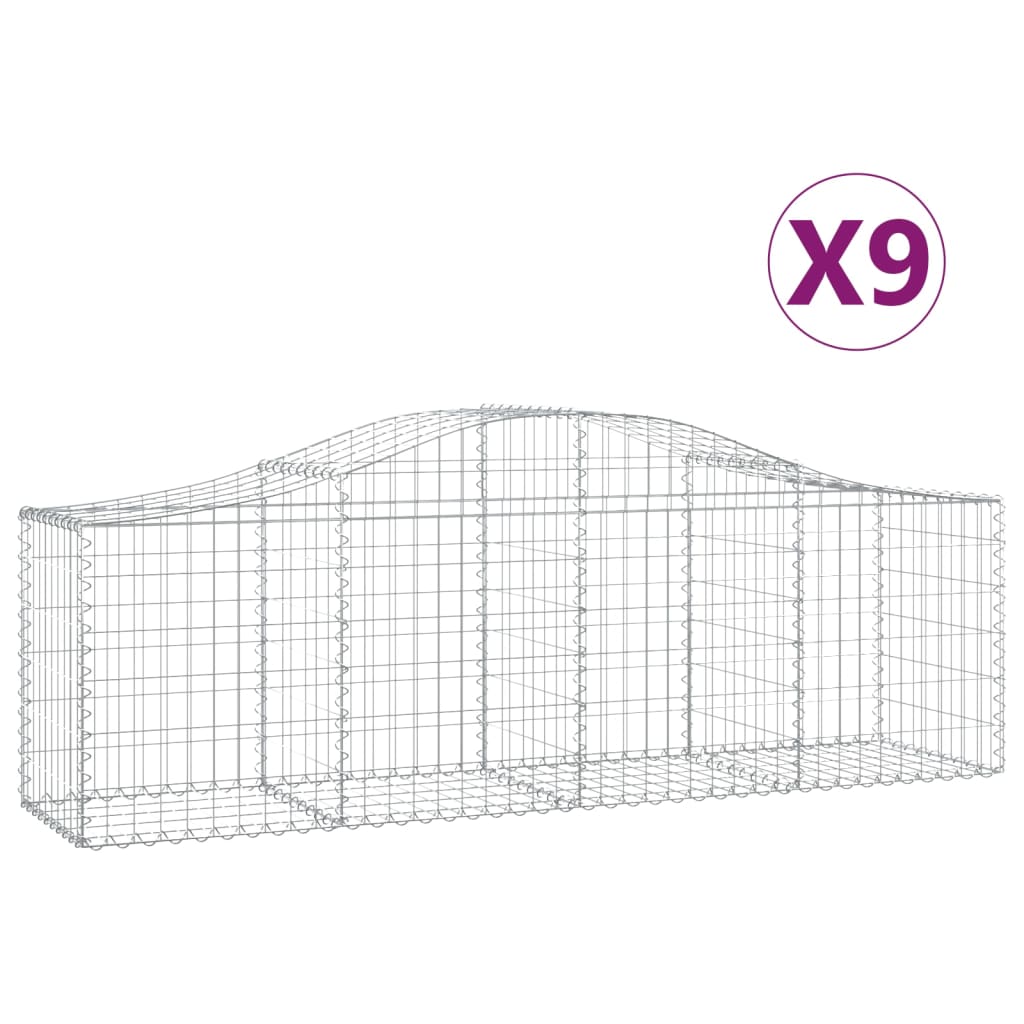 VidaXL Schanskorven 9 st gewelfd 200x50x60 80 cm gegalvaniseerd ijzer