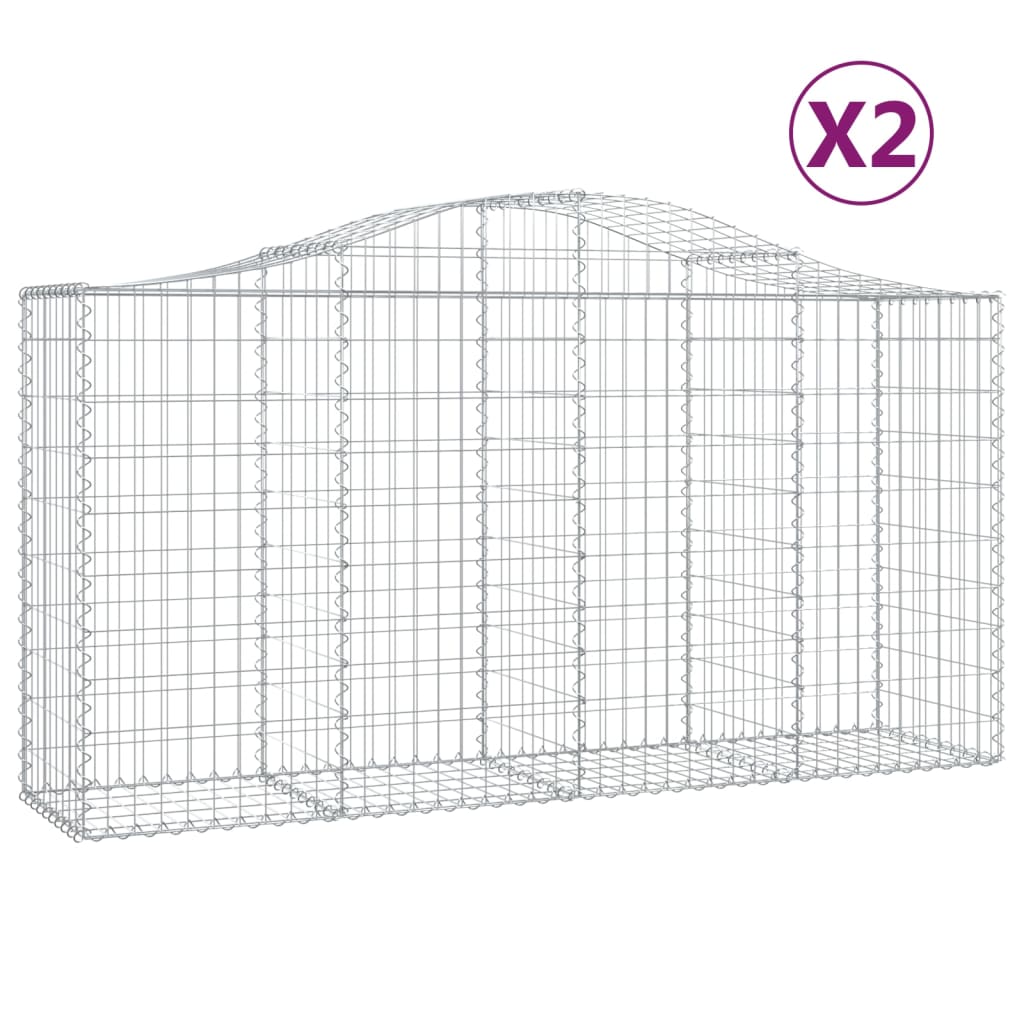 VidaXL Schanskorven 2 st gewelfd 200x50x100 120 cm ijzer