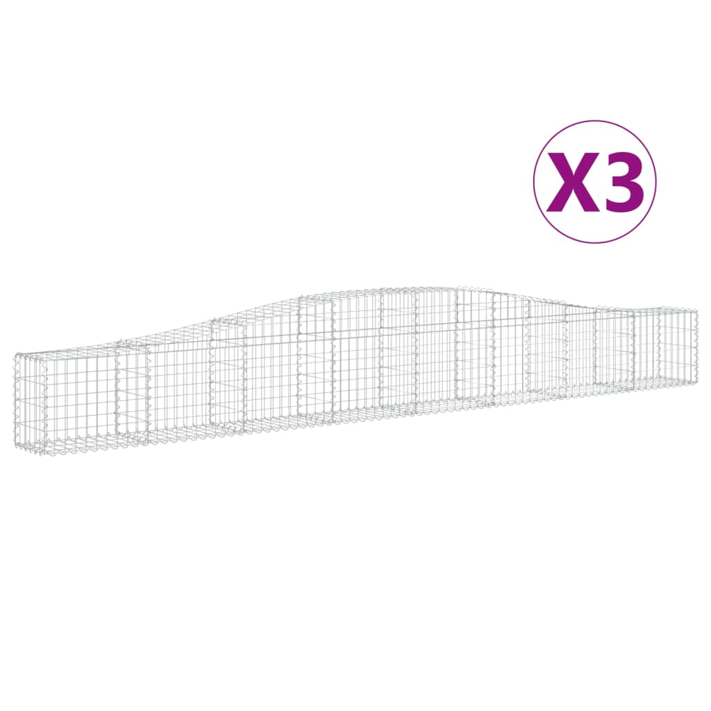 VidaXL Schanskorven 3 st gewelfd 400x30x40 60 cm ijzer