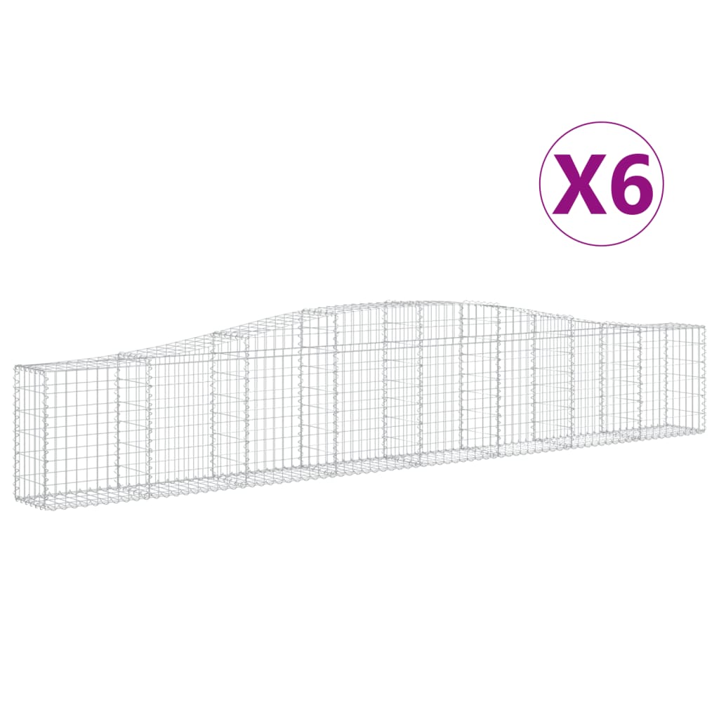 VidaXL Schanskorven 6 st gewelfd 400x30x60 80 cm ijzer