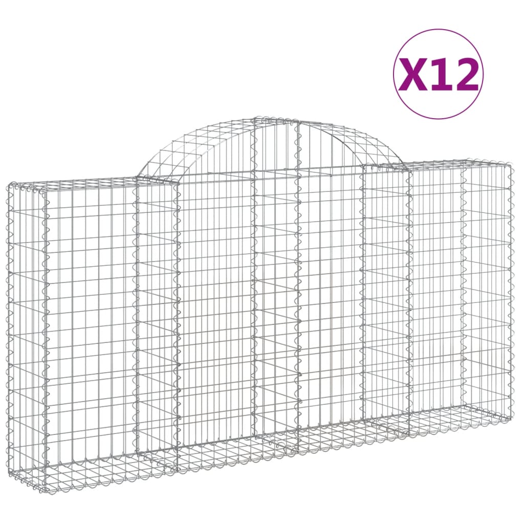 VidaXL Schanskorven 12 st gewelfd 200x30x100 120 cm ijzer