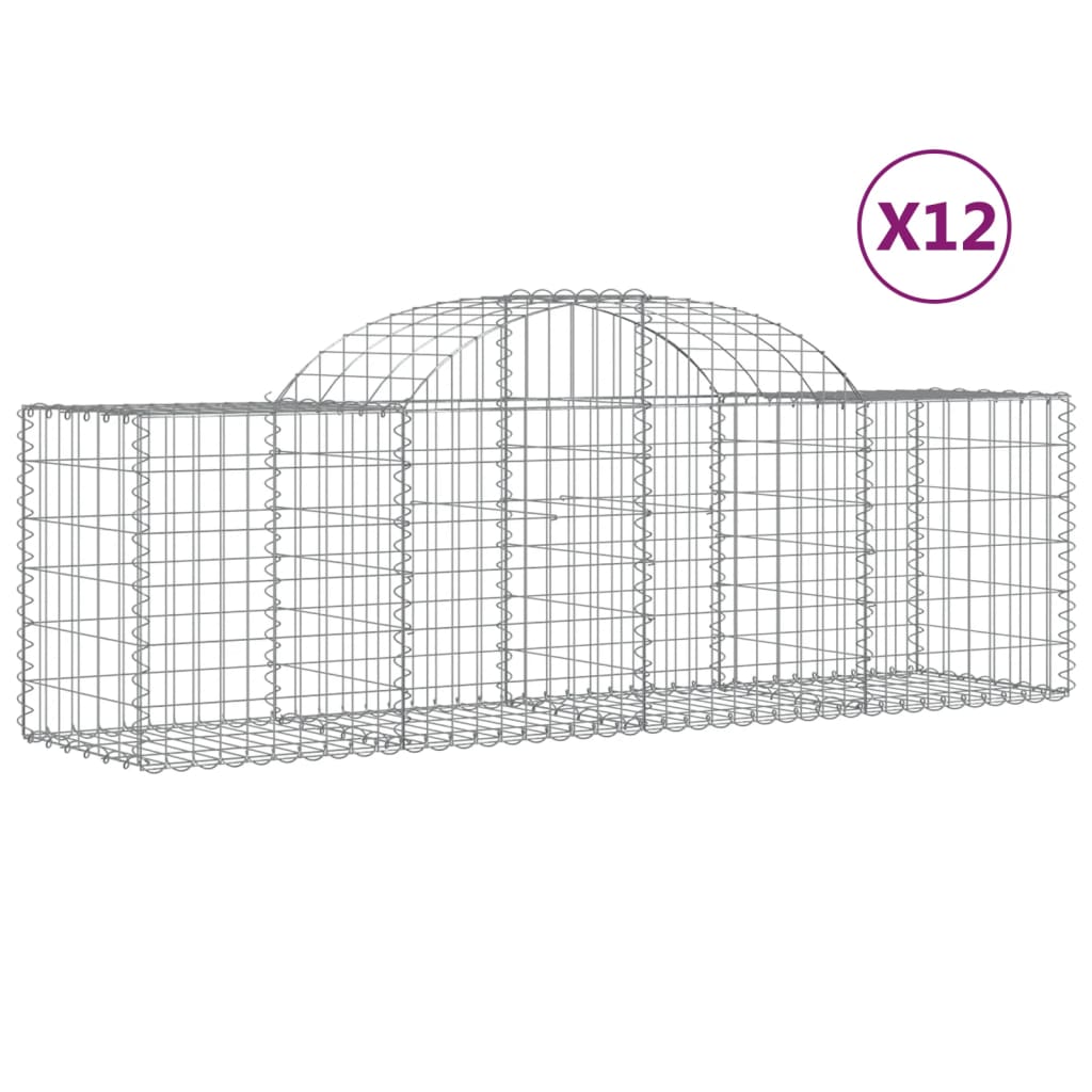 VidaXL Schanskorven 12 st gewelfd 200x50x60 80 cm gegalvaniseerd ijzer