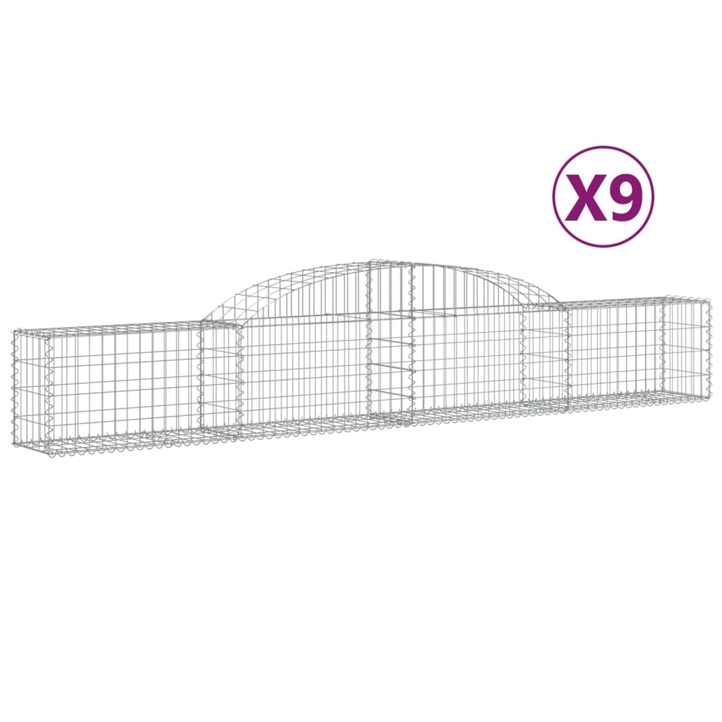 VidaXL Schanskorven 9 st gewelfd 300x30x40 60 cm gegalvaniseerd ijzer