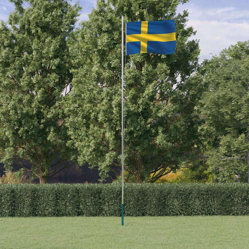 VidaXL Vlag met vlaggenmast Zweden 6,23 m aluminium