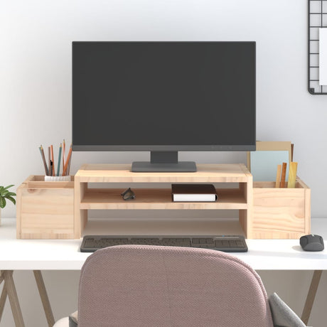 Vidaxl monitorstandaard 70x27,5x15 cm massief grenenhout