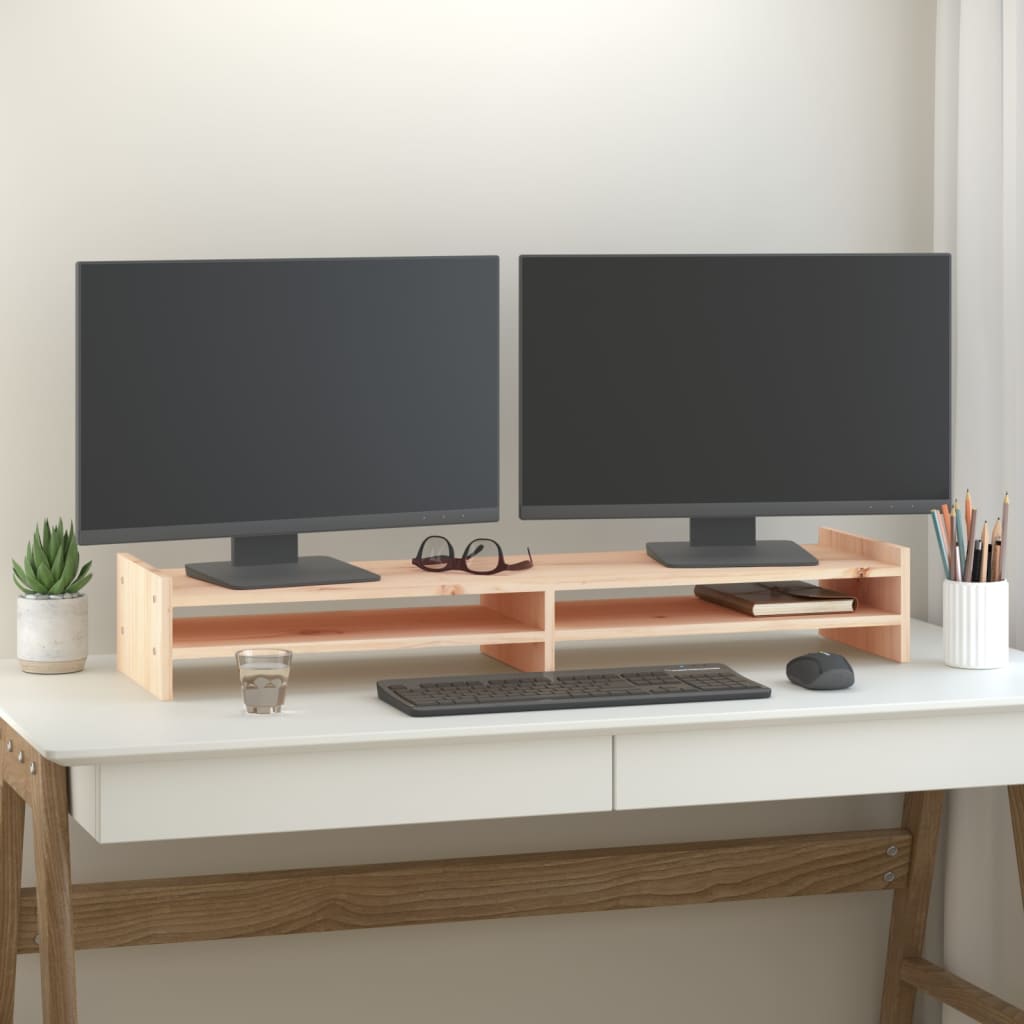 Vidaxl monitorstandaard 100x27x15 cm massief grenenhout