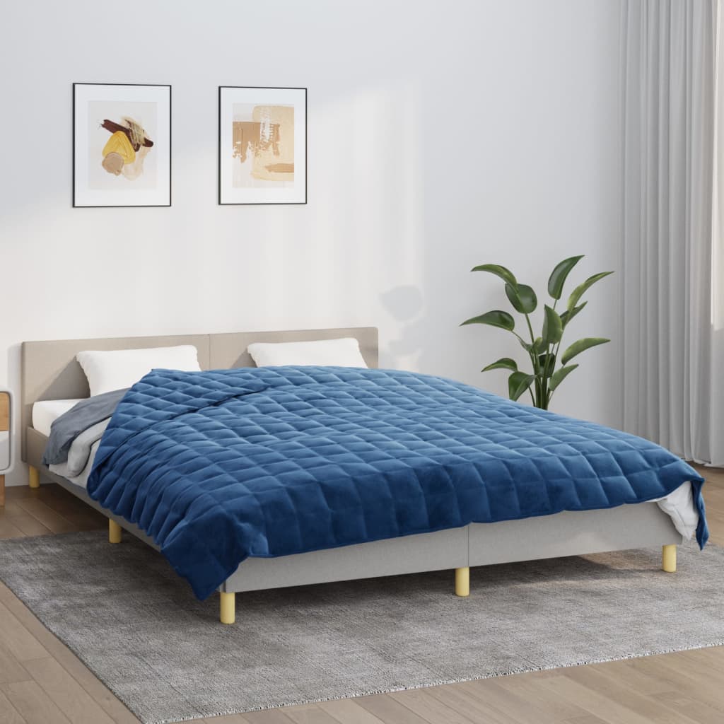 VidaXL Verzwaringsdeken 200x200 cm 13 kg stof blauw