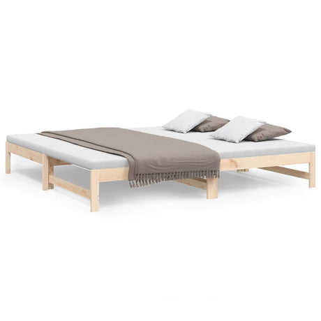 Vidaxl slaapbank uitschuifbaar 2x(80x200) cm massief grenenhout
