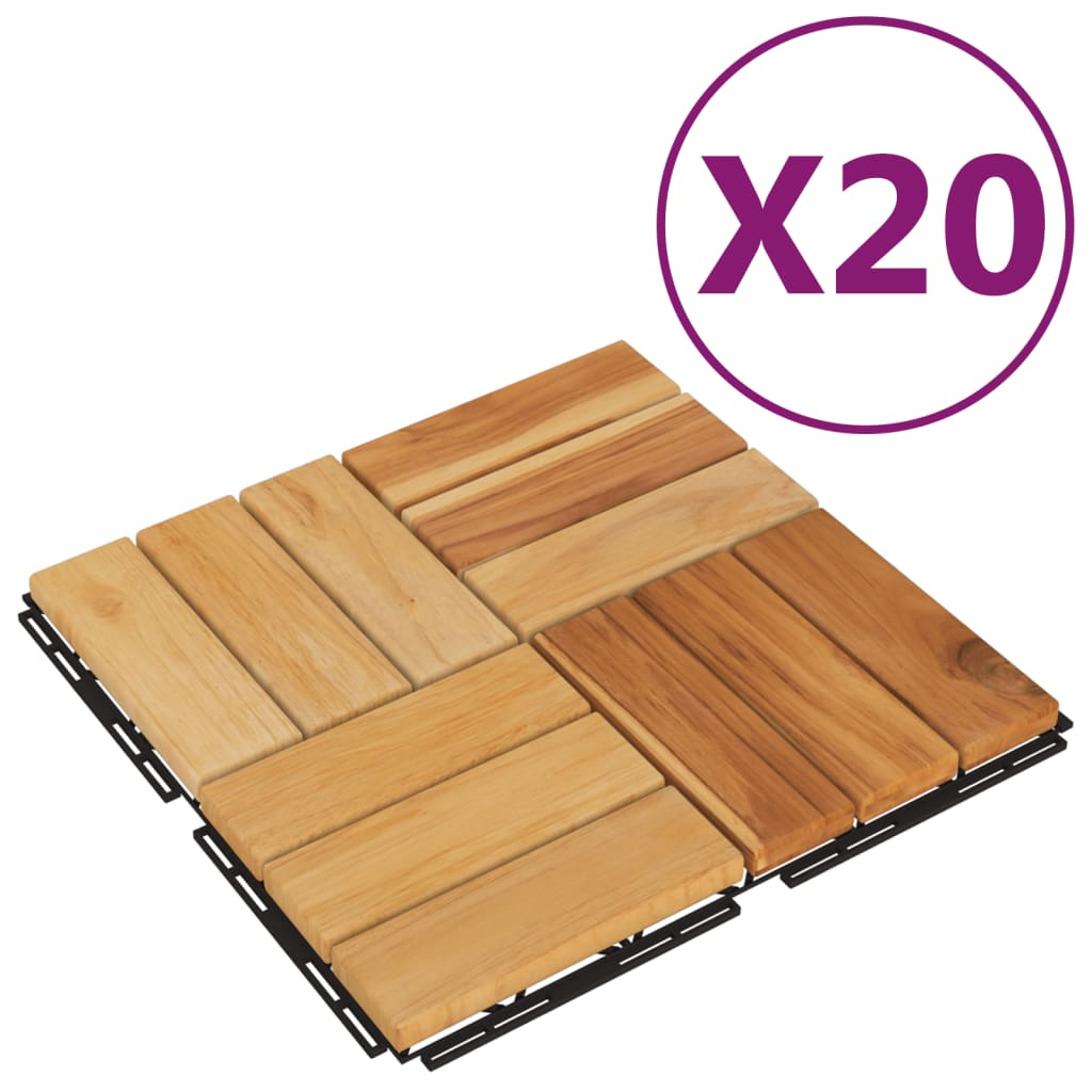 VidaXL Terrastegels 20 st 30x30 cm massief teakhout