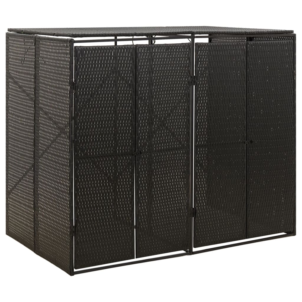 VidaXL Containerberging dubbel 140x80x117 cm poly rattan zwart