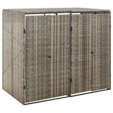 Vidaxl containerberging dubbel 140x80x117 cm poly rattan grijs