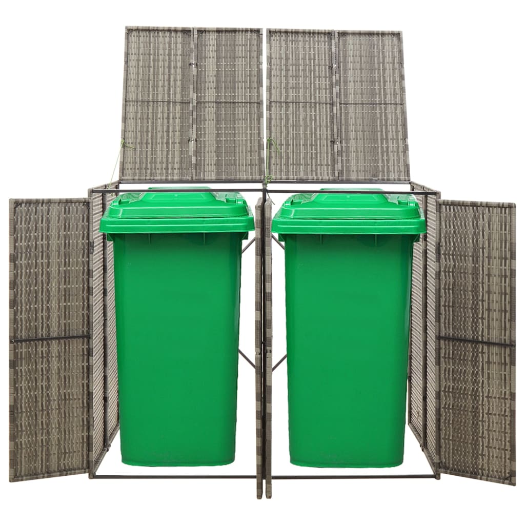 VidaXL Containerberging dubbel 140x80x117 cm poly rattan grijs