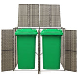 Vidaxl containerberging dubbel 140x80x117 cm poly rattan grijs