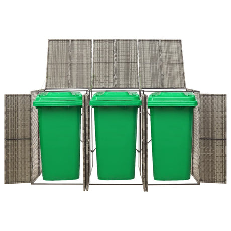 Vidaxl containerberging driedubbel 207x80x117 cm poly rattan grijs