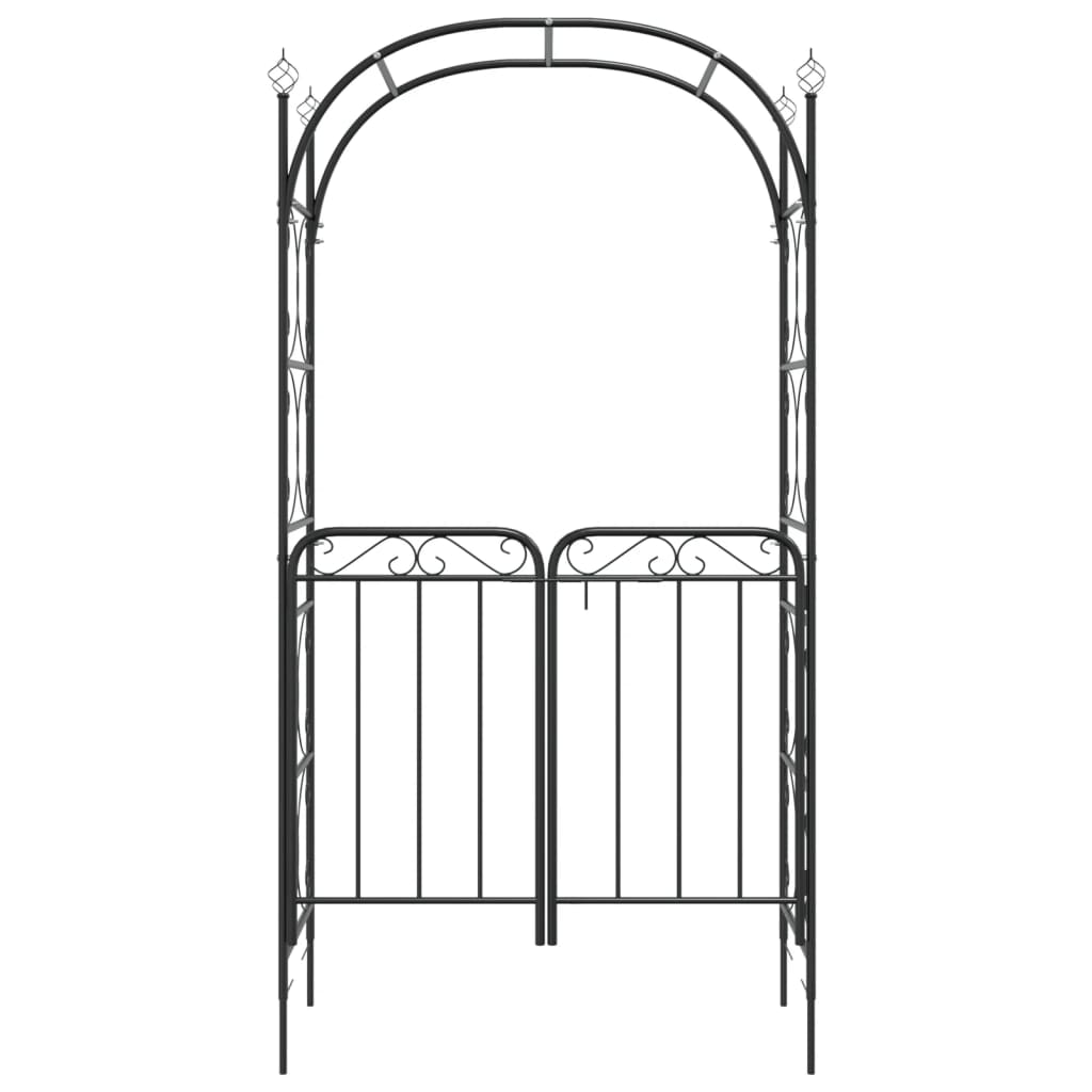 VidaXL Tuinboog met poort 108x45x235 cm staal zwart