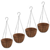 Vidaxl plantenbakken hangend 4 st met kokosbak staal ø 40x63 cm zwart