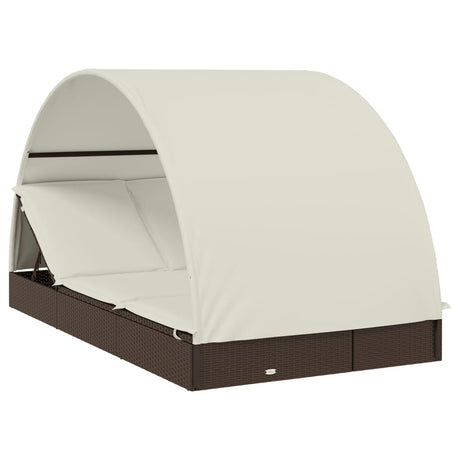 Vidaxl ligbed 2-persoons met rond dak 211x112x140 cm poly rattan bruin