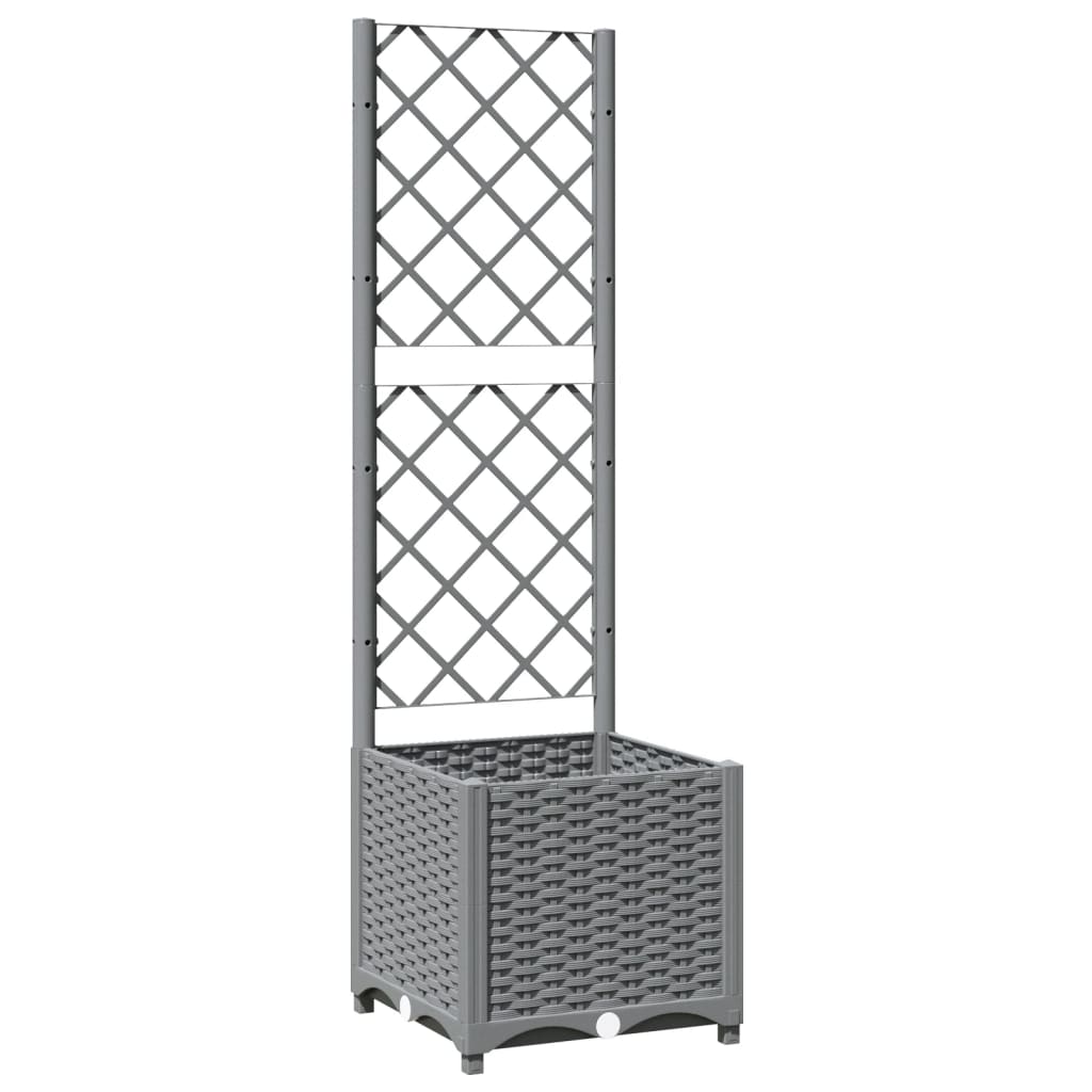 Vidaxl plantenbak met latwerk 40x40x136 cm polypropeen lichtgrijs