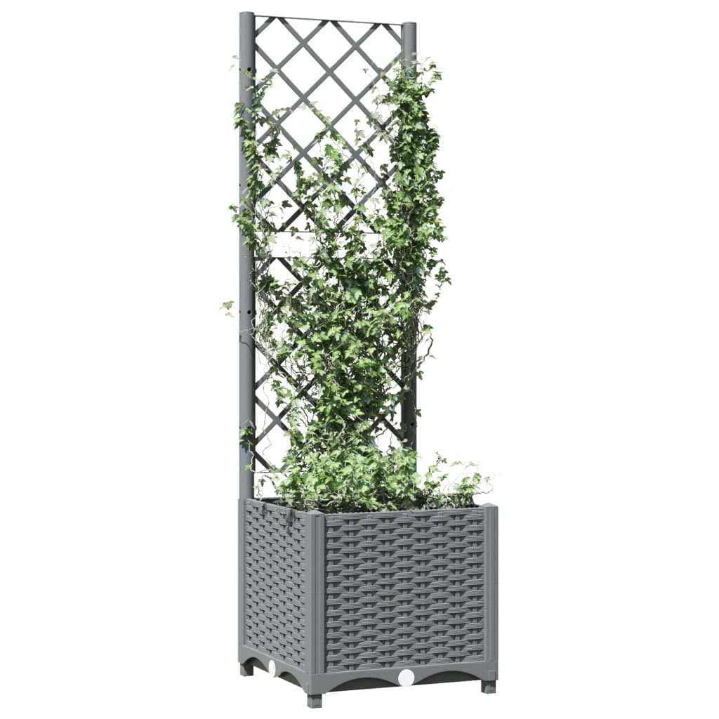 Vidaxl plantenbak met latwerk 40x40x136 cm polypropeen lichtgrijs