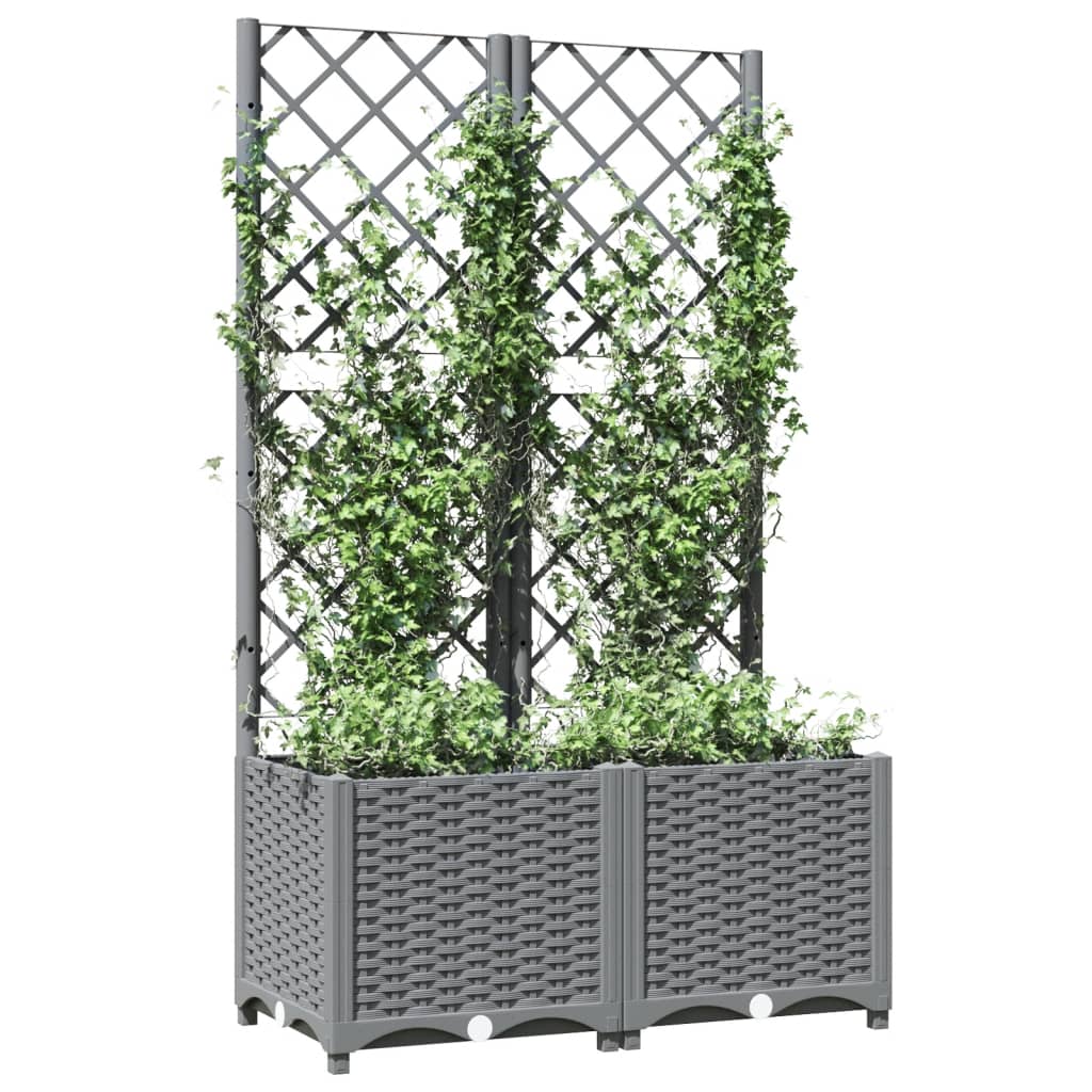 Vidaxl plantenbak met latwerk 80x40x136 cm polypropeen lichtgrijs