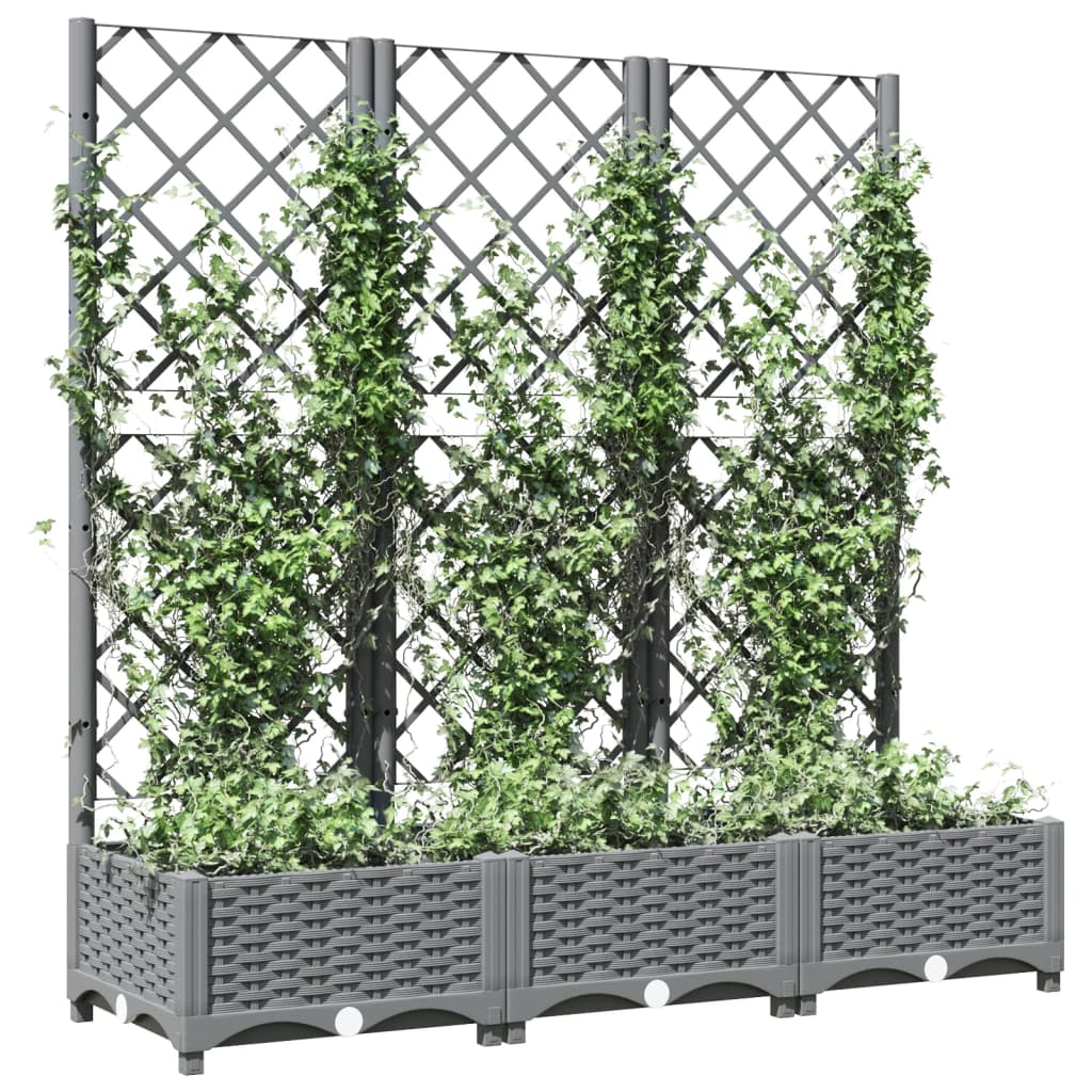 Vidaxl plantenbak met latwerk 120x40x121,5 cm polypropeen lichtgrijs