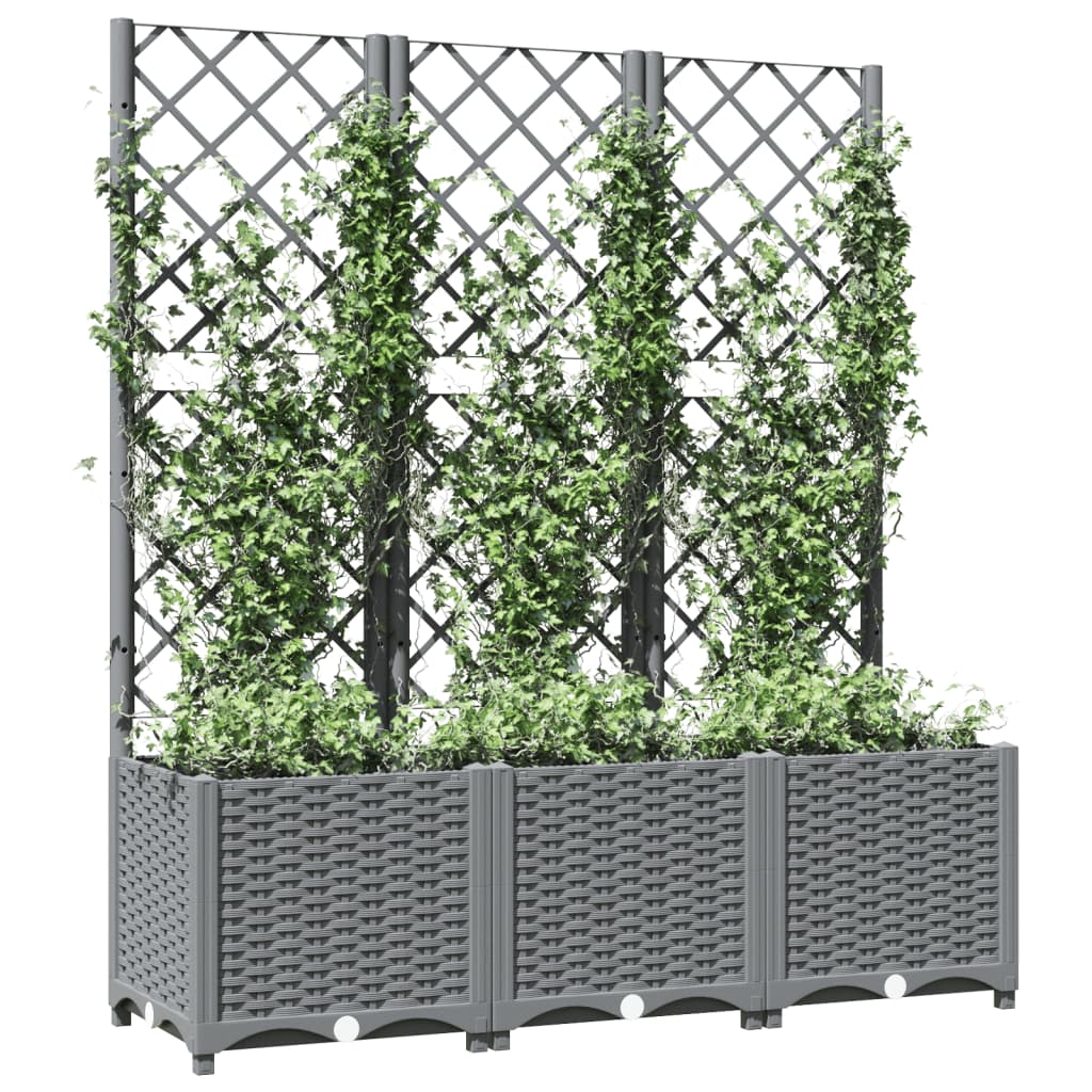 Vidaxl plantenbak met latwerk 120x40x136 cm polypropeen lichtgrijs