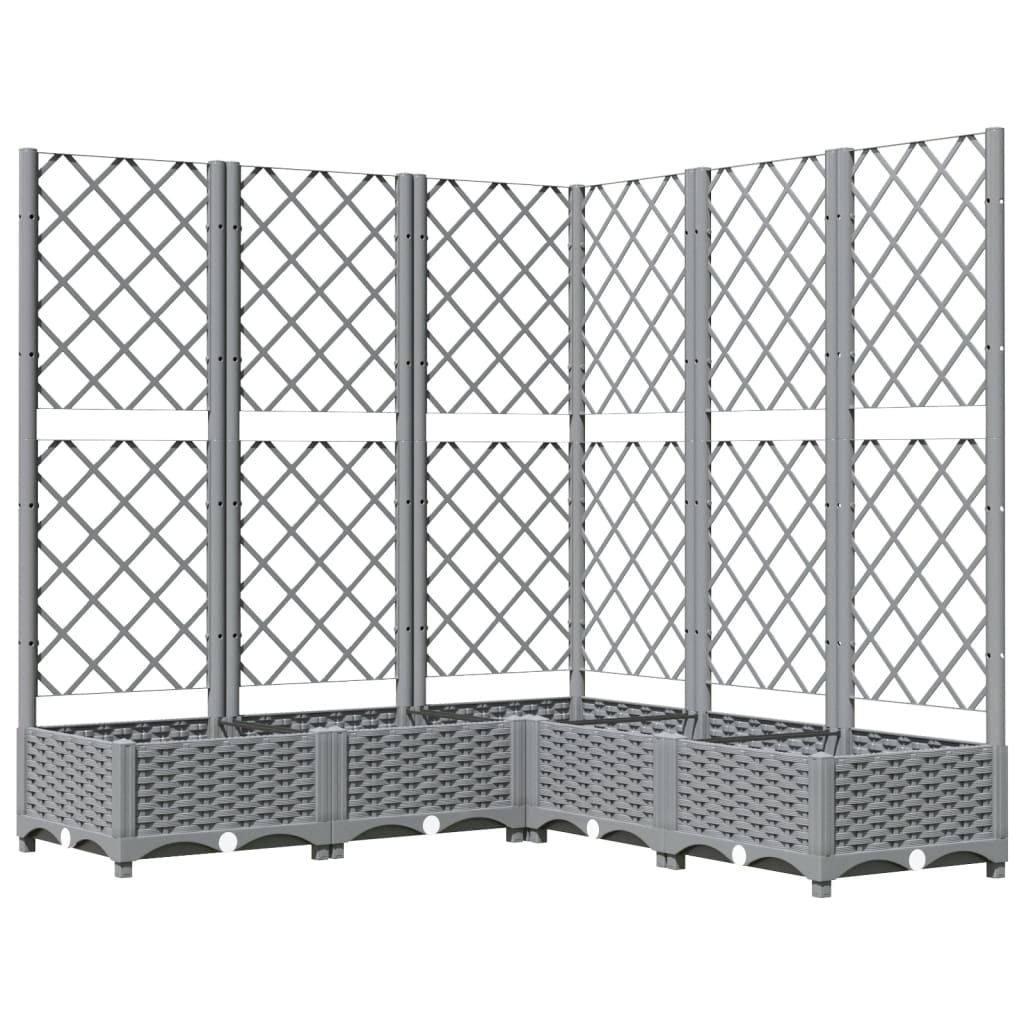 Vidaxl plantenbak met latwerk 120x120x121,5 cm polypropeen lichtgrijs