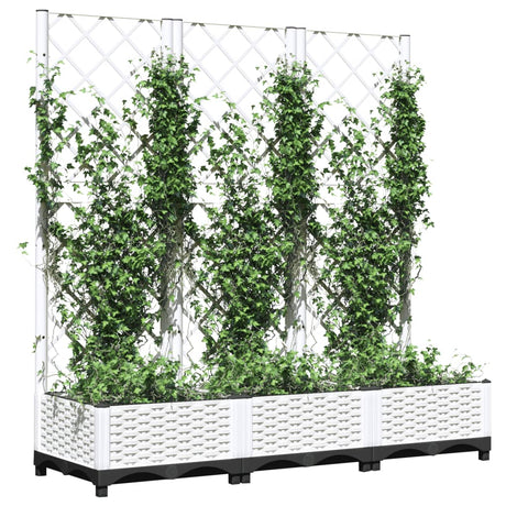 Vidaxl plantenbak met trellis wit 120x40x121,5 cm pp